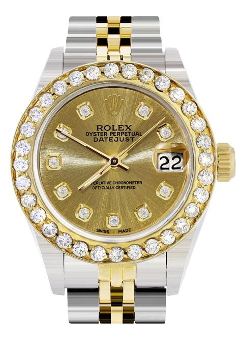 full gold rolex diamond|Rolex with diamond bezel.